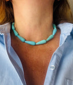 bijoux amorcita collier en  perles tuqruoises en forme de gouttes