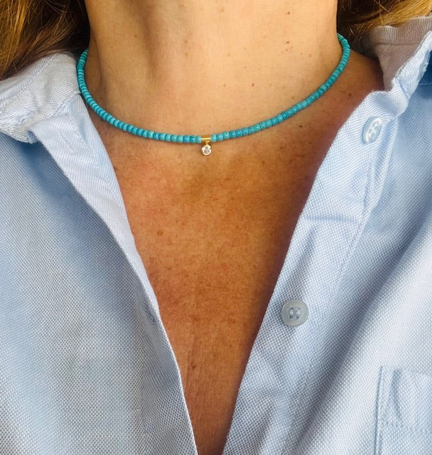 bijoux amorcita collier essaouira perles turquoises et zircon