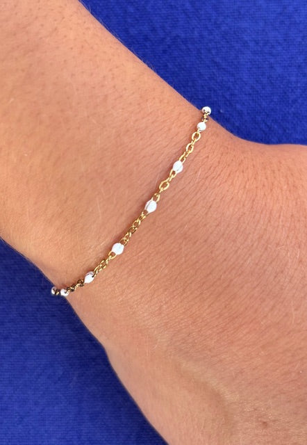 bracelet en acier inoxydable émaillé blanc bijoux amorcita