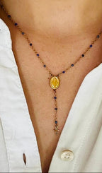 collier avec perles émaillées croix et vierge bijoux amorcita