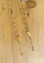 collier avec perles émaillées croix et vierge bijoux amorcita